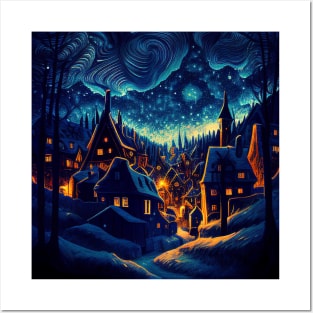 Starry Night Over Hogsmeade Village Posters and Art